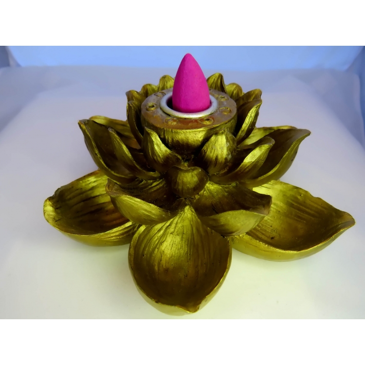 INC092 Incense Cone Backflow Burner + 80 Cones Kit: Lotus of Peace