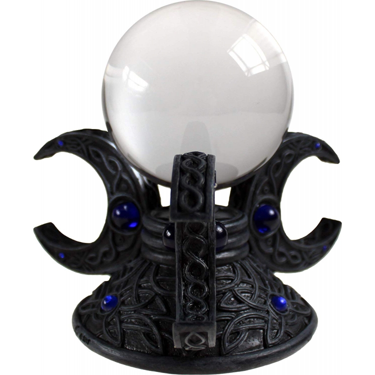 PAG013 Nemesis Now Wiccan Crystal Ball Stand/Holder Triple Moon 14.5cm