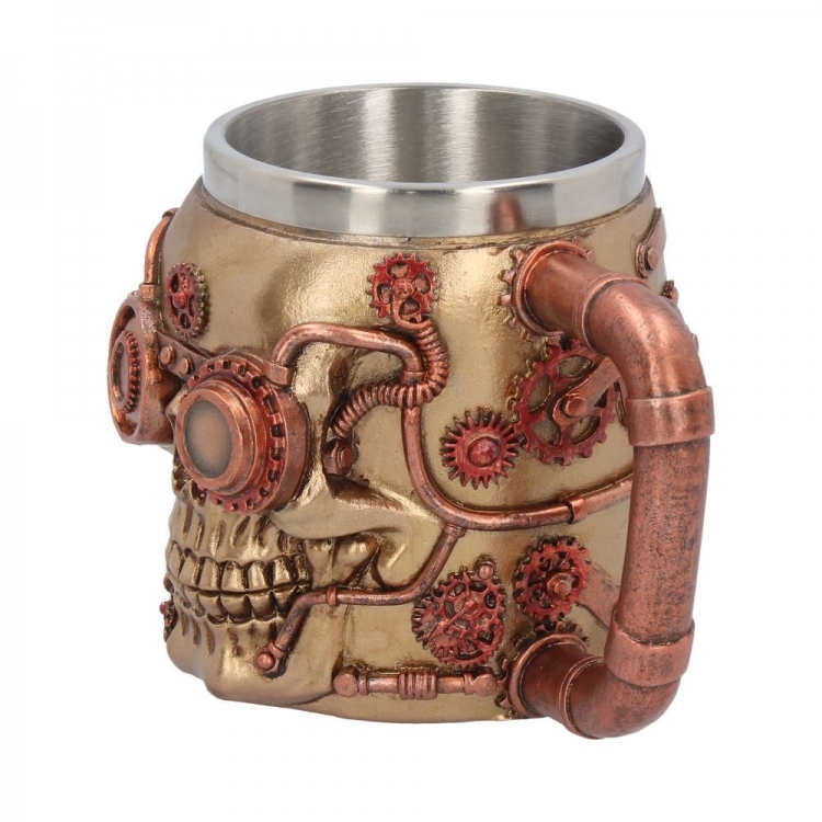 GTH247 Nemesis Now Steampunk Skull Steaming Copper Metallic Tankard Mug 15.3cm 