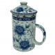 FSH266 Feng Shui Porcelain Mug with Infuser: Blue Peony