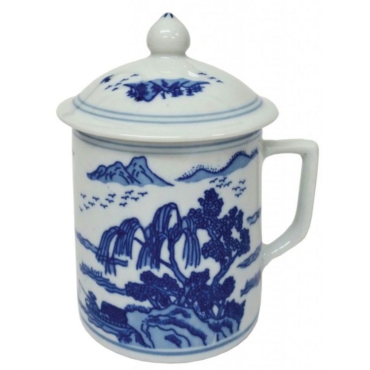 GSH253 Feng Shui Chinese Porcelain Mug: Willow Pattern